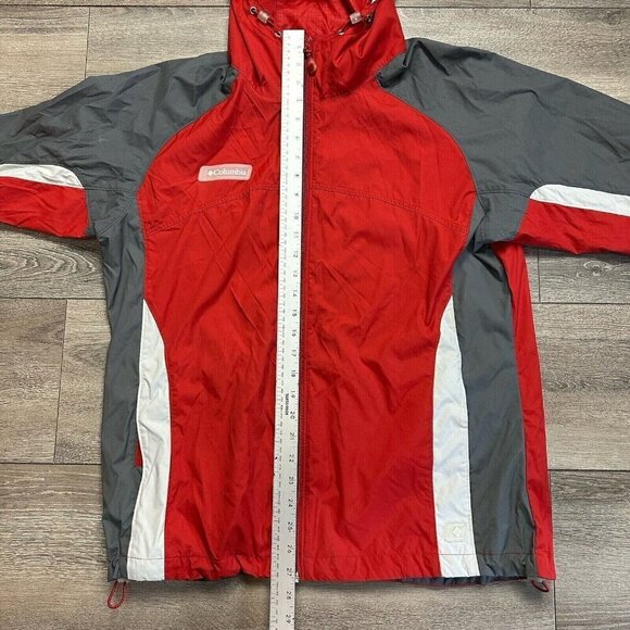 Columbia Women's size L Hooded Windbreaker Nylon Full Zip Rain Jacket Rec Gray - Picture 5 of 5